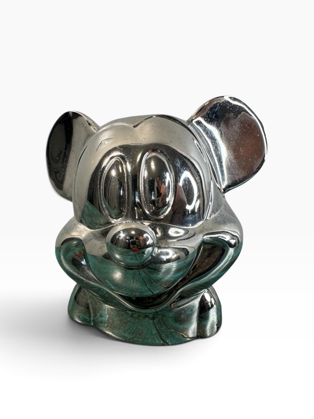 Vintage Disney Mickey Mouse Elegance Silver Plated Zinc Metal Coin Piggy Bank